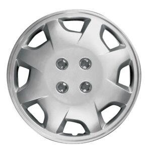 15 Inch Silver 8-Spoke Universal Hubcaps | Steel Wheels Only | Metal Clips | Snap-On | Set of 4 | Easy Installation