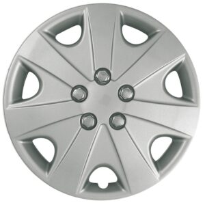 15 Inch Silver 7-Spoke Universal Hubcaps | Steel Wheels Only | Metal Clips | Snap-On | Set of 4 | Easy Install